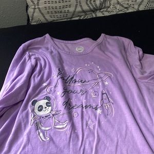 Purple space panda pj top
